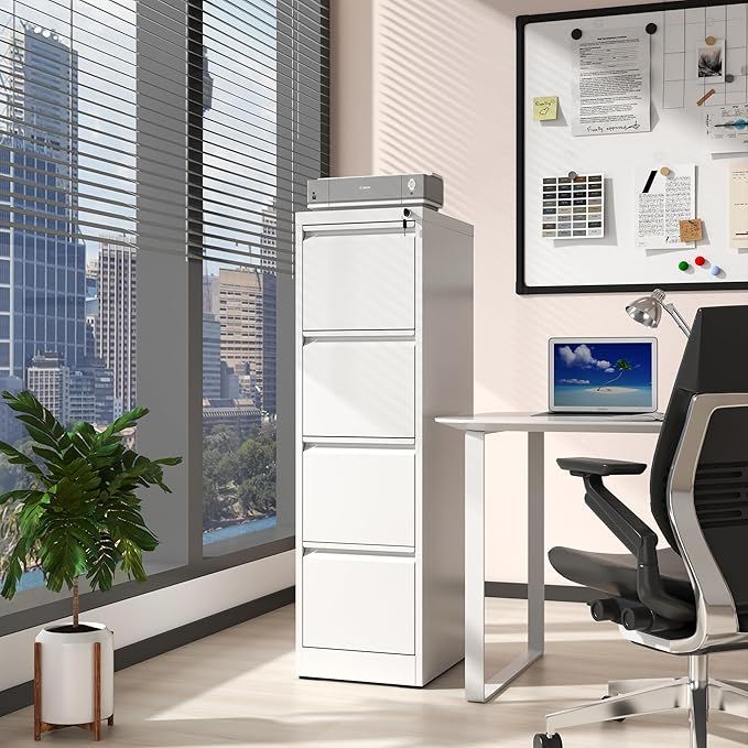 AQY 4 Drawer File Cabinet with Lock, Metal Filing Cabinet for Home Office,Vertical Storage Drawer for Hanging A4/Letter/Legal Size Files, Assembly Require