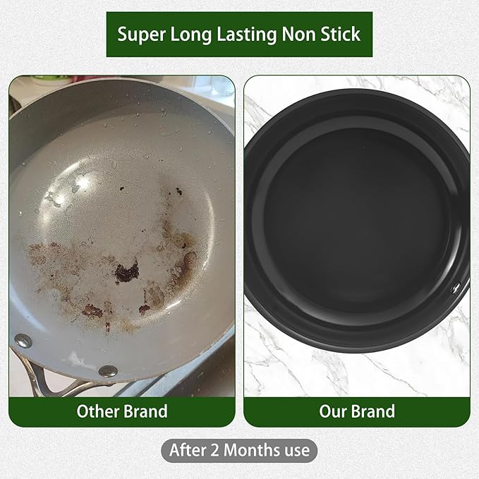 Skillet Ceramic Non Stick Frying Pan, 9.5Inches Nonstick Egg Fry Chefpan for Cooking, PFOA PTFE PFAS Free,Induction Compatible,Oven,Dishwasher Safe