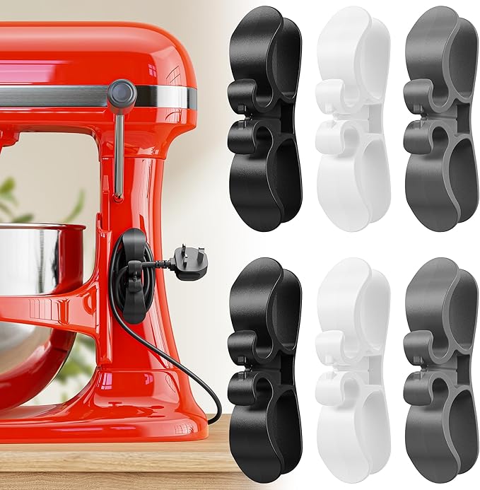 6PCS Upgraded Cord Organizer for Appliances, Kitchen Appliance Cord Organizer Stick On, Appliance Cord Wrappers, Cord Holder, Cord Winder for Air Fryer, Blender, Coffee Maker, Pressure Cooker, Toaster