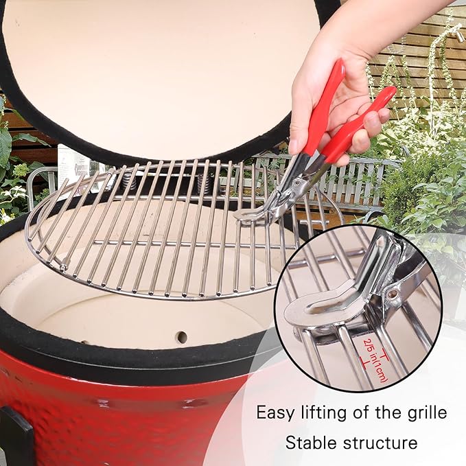 Vankey Grill Grate Lifter - Gripper Tool for Big Green Egg & Kamado Joe Primo Grills
