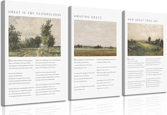 Christian Bible Canvas Wall Art How Great Thou Art Hymn Verse Painting Picture Wall Decor Vintage Scripture Religious Faith Poster Print for Living Room Bedroom Church Scene Home Decorate