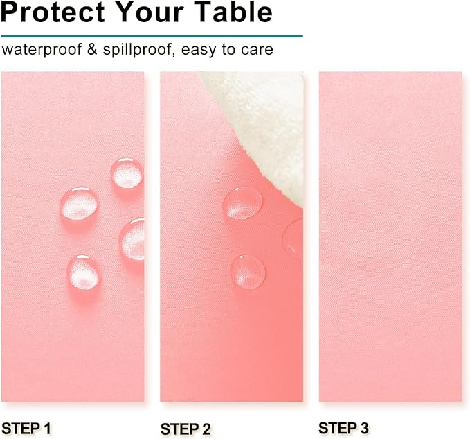 Hiasan Waterproof Tablecloth Rectangle - Washable Fabric Table Cloth for Dining Room Kitchen Birthday Party and Outdoor Use, Rose Pink, 70 x 120 Inch