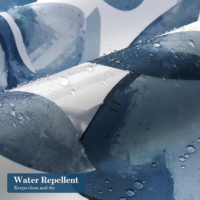 MitoVilla Navy Blue Eucalyptus Shower Curtain, Plant Leaves Vintage Fabric Shower Curtains for Rustic Bathroom Decor, Chic Modern Botanical Shower Curtain, 72x72