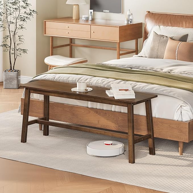 HOOBRO 39.3'' Bamboo Dining Bench, Farmhouse Kitchen Table Bench, Kitchen & Living Room Furniture, Easy to Assemble, Sturdy and Stable, Mocha MA03CD01G2