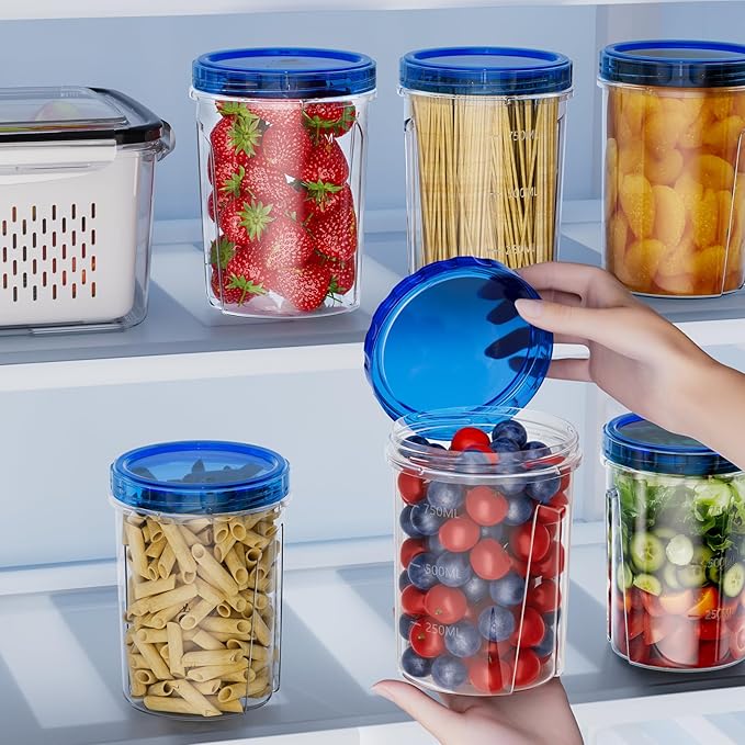 Freezer Storage Containers, Food Storage Containers with Leakproof Twist Top Lids, Stackable Plastic Containers with Lids, Reusable Soup Containers for Meal Prep, Lunch, Leftovers [6 Pack-32 OZ]