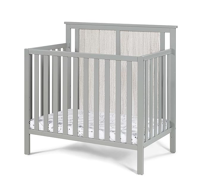 Suite Bebe Connelly 3-in-1 Mini Crib in Gray/Rockport Gray - Comes with Mattress Pad
