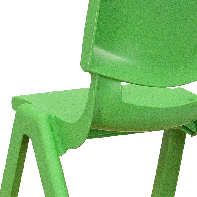 EMMA + OLIVER 2 Pack Green Plastic Stackable School Chair with 10.5" H Seat, Preschool Chair