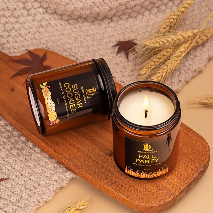 Fall Candle | Sugar Cookies Scented Candle - Autumn Home Decor, 7oz Autumn Soy Candles with 50hr Burn Time, Holiday Thanksgiving Fall Gifts for Women Men