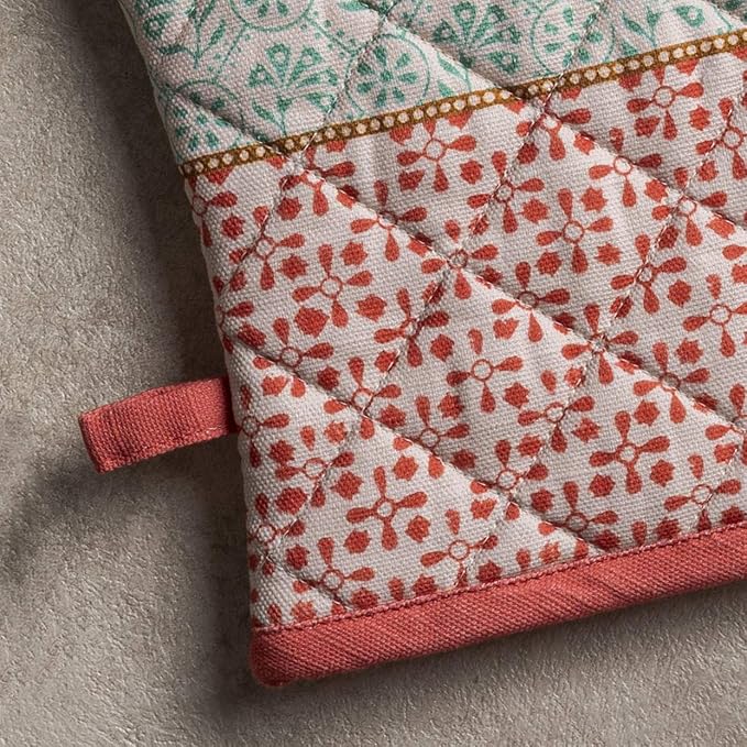 Maison d' Hermine Oven Gloves 100% Cotton Oven Mitt 7" x 13" with Loop Heat Resistant, BBQ, Cooking Gloves, Baking, Grilling, Kitchen, Handling Hot Pans Spring/Summer (Pack of 1, Provence)