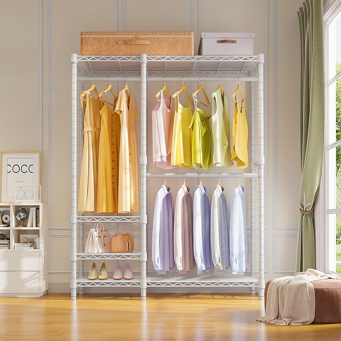 VIPEK V2i Garment Rack for Hanging Clothes, Portable Closet System with 4 Adjustable Shelves & 2 Hanging Rods, Heavy Duty Metal Clothes Rack, Freestanding Wardrobe Closet Rack, Max Load 700lbs