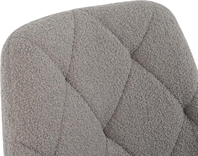 Furnimart 360° Swivel Rolling Desk Chair, Height Adjustable Vanity Chair with Silver Legs, Cute Task Chair with Wheels for Dorm Bedroom Studying Small Places (Teddy Gray)