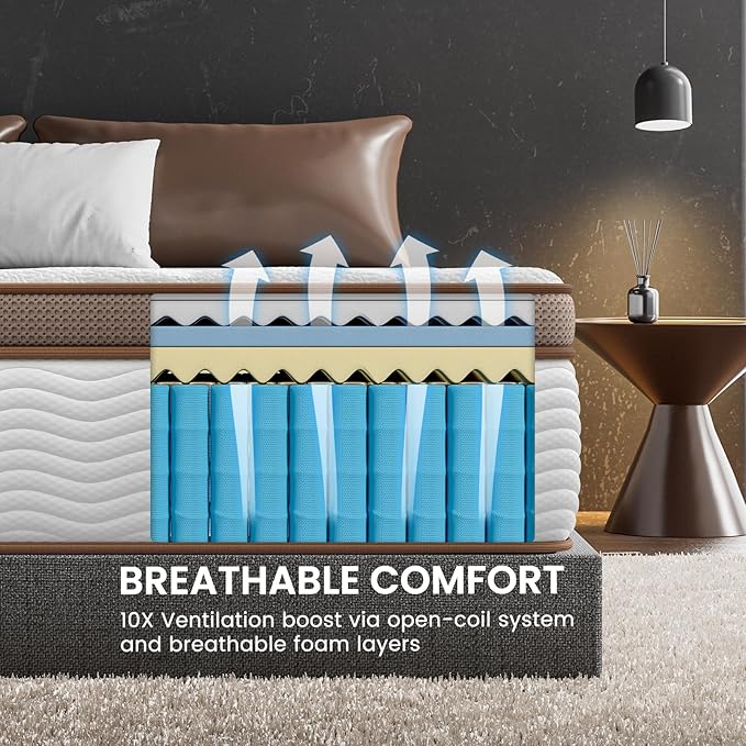 BedStory Firm King Mattress for Couples - 14 Inch Hybrid Mattress with Quiet Motion Isolation, Extra Spinal Support and Back Pain Relief - 800+ Pocket Springs, CertiPUR-US Certified