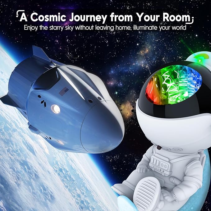 Rossetta Astronaut Projector, Space Projector Star for Bedroom, Galaxy Night Light with Timer and Remote, Kids Adults Room Decor Aesthetic, Gifts Christmas, Birthdays, White (HJ-XKD07)