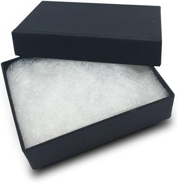 TheDisplayGuys - 100-Pack #32 Cotton Filled Cardboard Paper Jewelry Boxes Gift Case - Matte Black (3.3" x 2.3" x 1.0") - for Shipping or Storage