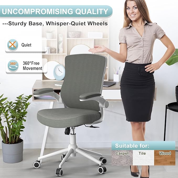 Office Chair, High Back Desk Chair Adjustable Height and Ergonomic Design Home Office Computer Chair Executive Lumbar Support Padded Flip-up Armrest Swivel Task Chair