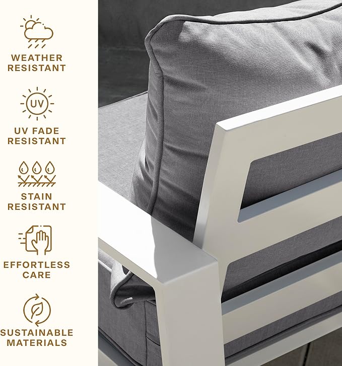 Honeycomb Outdoor Deep Seat, 24 x 23, Solarvie Grey Chair Cushion for Patio Furniture