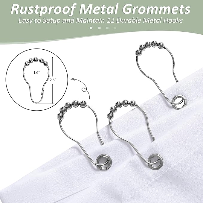 Naturoom Mist Sage Shower Curtains for Bathroom,Ombre Cloth Fabric Shower Curtain Set with 12 Hooks Denim Blue Bathroom Decor 72 x 72