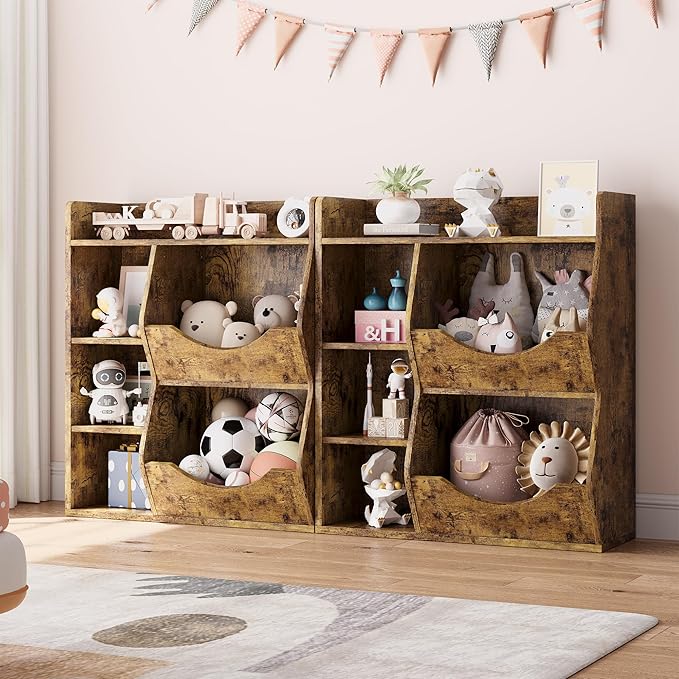 GarveeHome Kids Toy Storage Organizer, Children Bookcase with Storage Cubbies, Toddler Toy Shelf for Playroom, Living Room, Nursery
