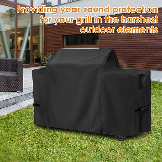 Grill Cover for Traeger Woodridge Pro/Elite, 600D Waterproof Cover for Traeger Woodridge Grill, Pellet Smoker Grill Covers Accessory, 68" L x 28" W x 46" H