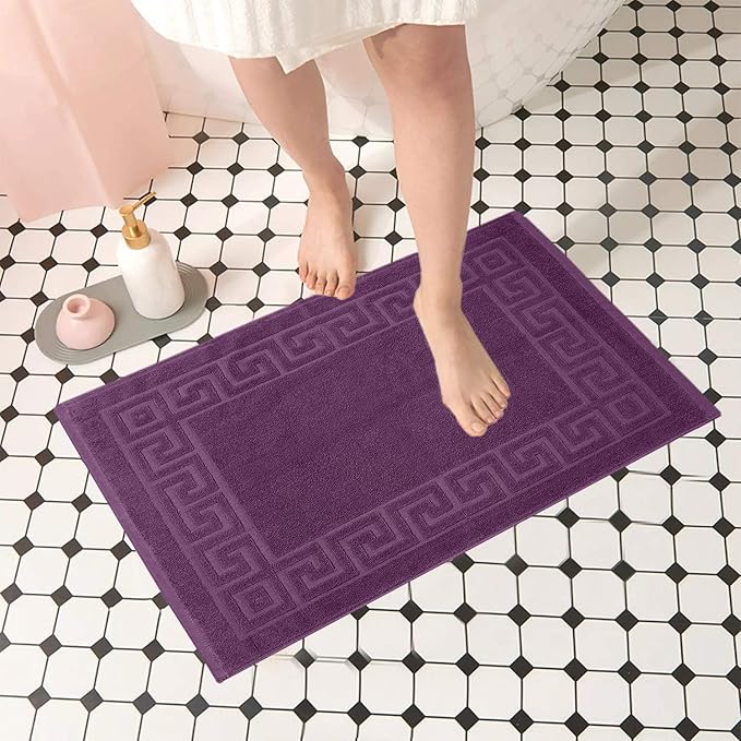 DAN RIVER Greek Bath Mat - Purple Passion, 100% Ring Spun Cotton, Pack of 2, 20x32 inches, 800 GSM, Non-Slip, Absorbent, Quick Drying, Machine Washable Bathroom Floor Mats for Shower, Kitchen & Bath