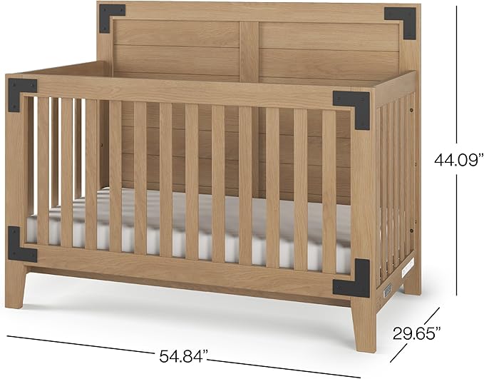 Child Craft Lucas 4-in-1 Convertible Crib, Baby Crib Converts to Day Bed, Toddler Bed and Full Size Bed, 3 Adjustable Mattress Positions, Non-Toxic, Baby Safe Finish (Nutmeg)