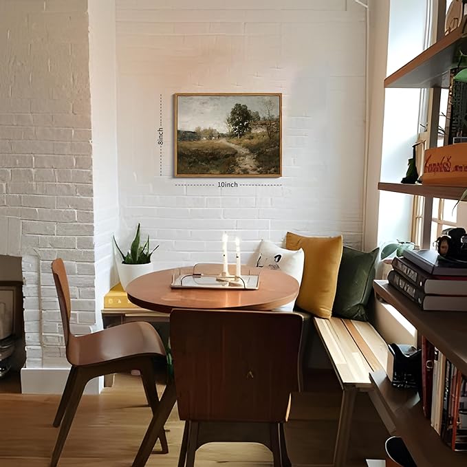 Floating Framed Vintage Canvas Wall Art Decor, Modern Countryside Wall Decor for Living Room, Nature Landscape Pictures Paintings Prints for Bedroom Hallway Office Decoration 8x10 inch