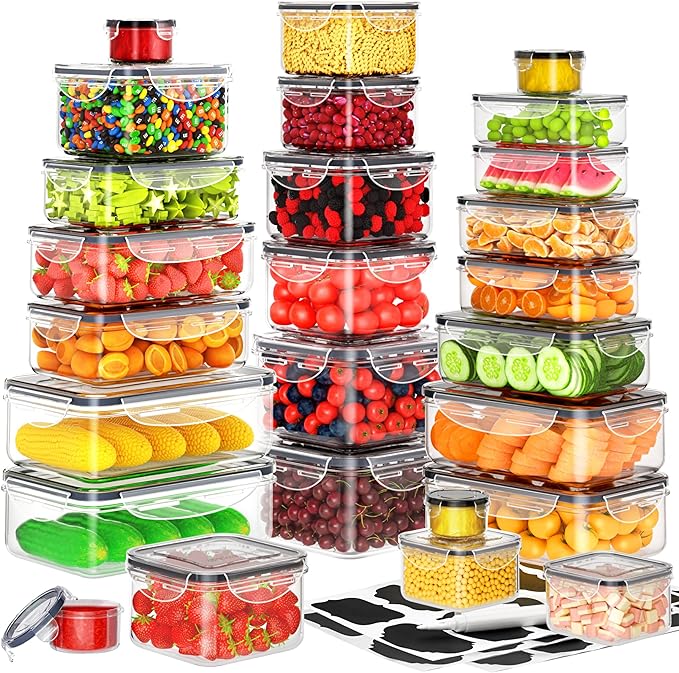 52 PCS Food Storage Containers with Lids Airtight (26 Containers & 26 Lids), Plastic Storage Meal Prep Container-Stackable 100% Leakproof & BPA-Free Organization and Storage Set, Lunch Containers