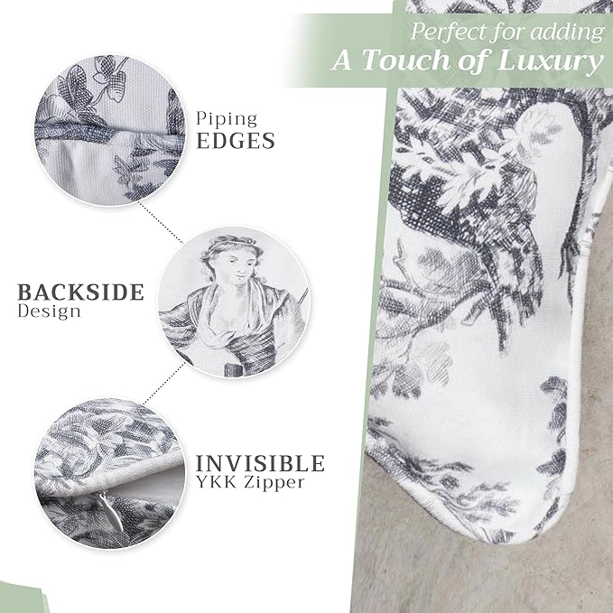 Maison d' Hermine Decorative Pillow Covers 18 x 18 Inch Square 100% Cotton Throw Pillow Covers with Invisible Zipper for Couch, Chair, Sofas, Bedroom, Home (The Miller - Paloma Grey (White))