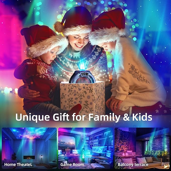 Space Portal Plasma Ball Night Light, LED Galaxy Projector Alien Lamp with White Noise, Bluetooth Music Speaker Alarm Clock,Remote,Star Light for Kids Room Decor Lamp,Christmas/Birthday Gift.(Blue)