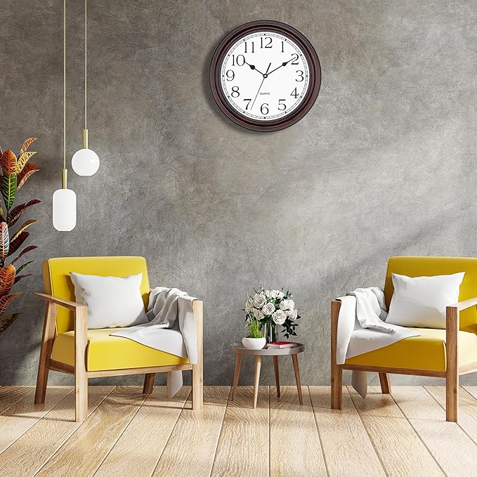 Foxtop 12 Inch Wall Clocks Battery Operated Silent Non-Ticking Classic Vintage Retro Wall Clock Decorative for Office Living Room Kitchen Home (Bronze)