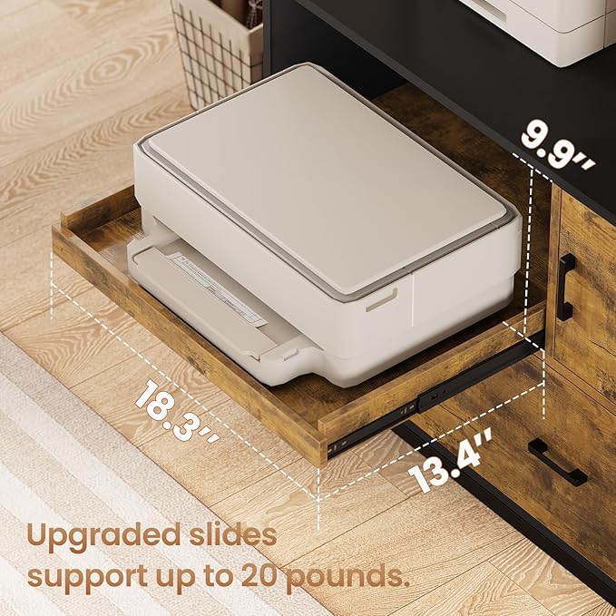 SEDETA File Cabinet with Lock and Sliding Open Storage Shelf, Filing Cabinet Fits Legal/Letter/A4 Size, File Cabinets for Home Office with Adjustable Storage Shelf and Hook, Rustic Brown