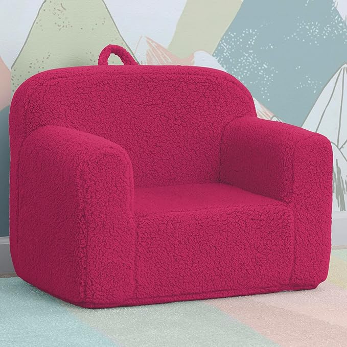 Delta Children Sherpa Cozee Chair - Foam Kids Chair for Ages 18 Months and Up, Hot Pink
