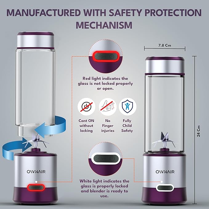 Portable Blender For Smoothie & Juices, Portable Juicer mixer grinder, baby food blender, Type C, 5000 mah battery, Smoothie maker blender, 450ml, Stainless Steel, 240 Watts, Grey