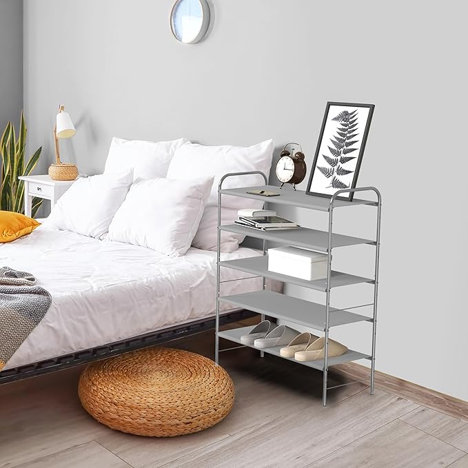 Simple Houseware 5-Tier Shoe Rack Storage Organizer, Grey