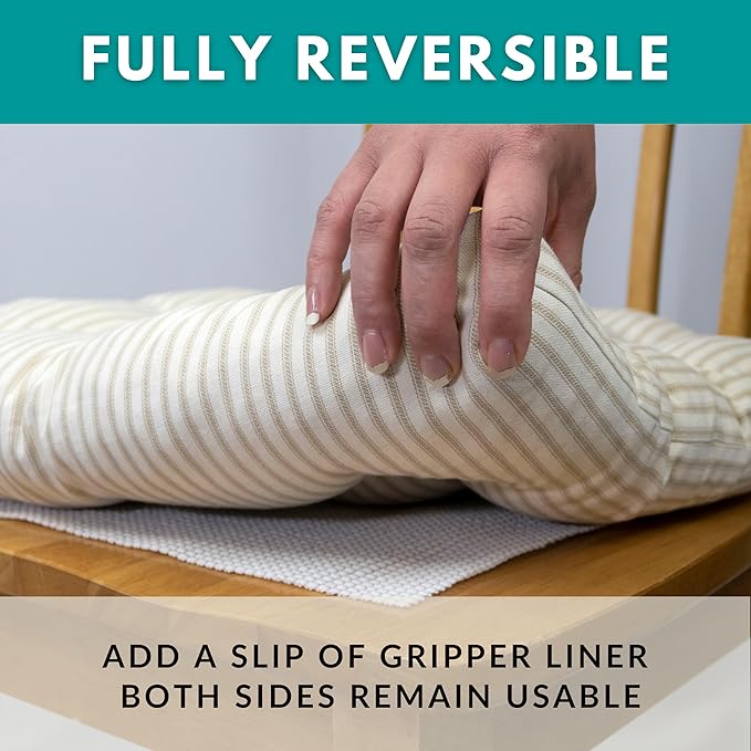 Barnett Home Decor Madrid Grey Dining Chair Pad with Ties - Medium Size 18 Chair Cushion - Latex Foam Fill - Machine Washable, 100% Cotton, Made in USA (Gray Gingham)