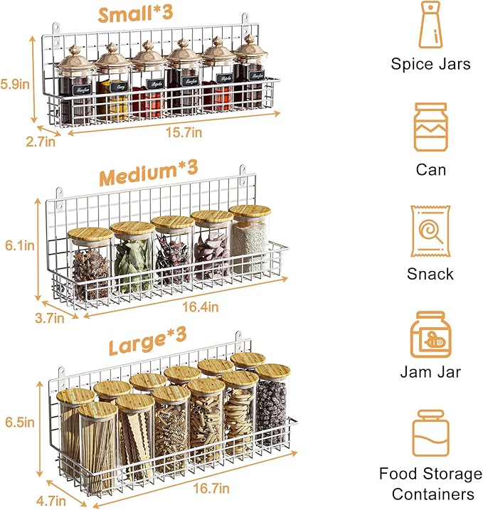 JKsmart 9-Tier Spice Rack Organizer with Door Hook, Wall Mount, and Extra Large Capacity for Pantry – Stylish White Design for Effortless Organization, Ultimate Kitchen Storage Solution
