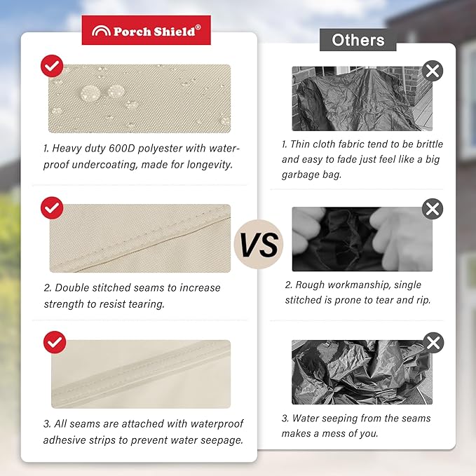 Porch Shield 40 Inch Electric Smoker Cover for Masterbuilt Smoker, Waterproof Heavy Duty Outdoor Smoker Grill Covers 24W x 18D x 40H inch, Beige