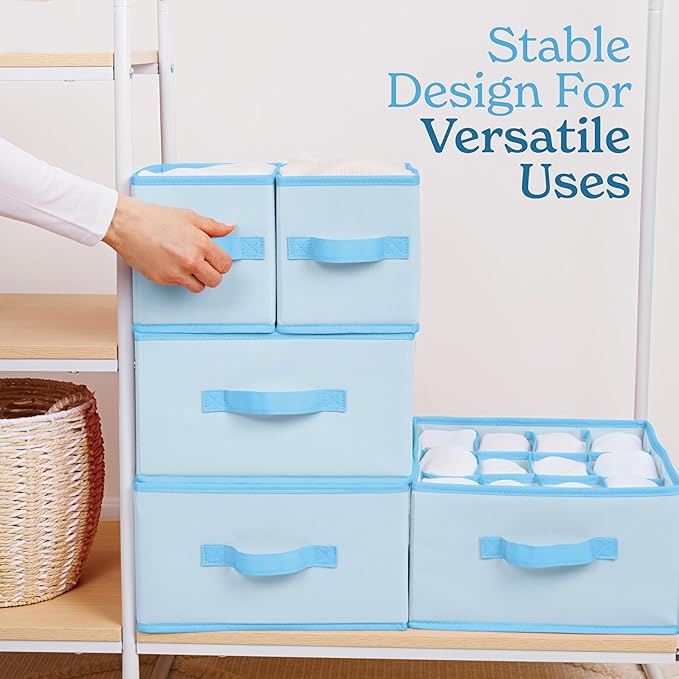 SMIRLY 6 Shelf Hanging Closet Organizer Hanging Shelves, Closet Hanging Organizer with 2 Sturdy Hooks for Wardrobe, Nursery, Storage (Blue, Separate)