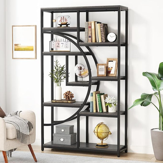 Tribesigns Bookshelf Industrial 5 Tier Etagere Bookcase, Freestanding Tall Bookshelves Display Shelf Storage Organizer with 9-Open Storage Shelf for Living Room, Bedroom