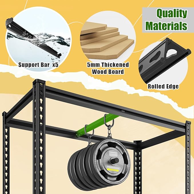 Set of 2 Storage Shelves, 27.7"W Metal Shelving 2010LBS Garage Shelving Heavy Duty Garage Shelves Adjustable Metal Shelf for Pantry Kitchen Closet Basement Warehouse 11.9"D × 27.7"W × 60"H