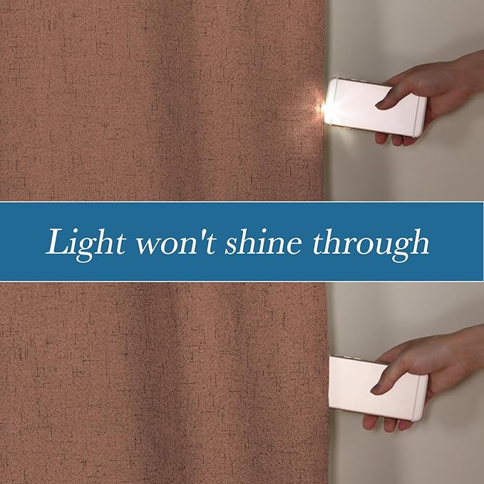 H.VERSAILTEX White Linen Blackout Curtains Durable Thick Textured Linen Look 100% Blackout Patio Door Curtain Anti Rust Grommet Extra Wide Sliding Door Curtain Panel, W100 x L108 inch, Washed Spice