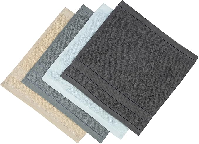 Casa Lino Face Towels & Body Wash Cloths for Showering - 100% Cotton Wash Cloths for Bathroom - Highly Absorbent & Quick Drying Washcloth Set - Cotton Washcloths 24 Pack (12" x 12") - (Multicolor I)