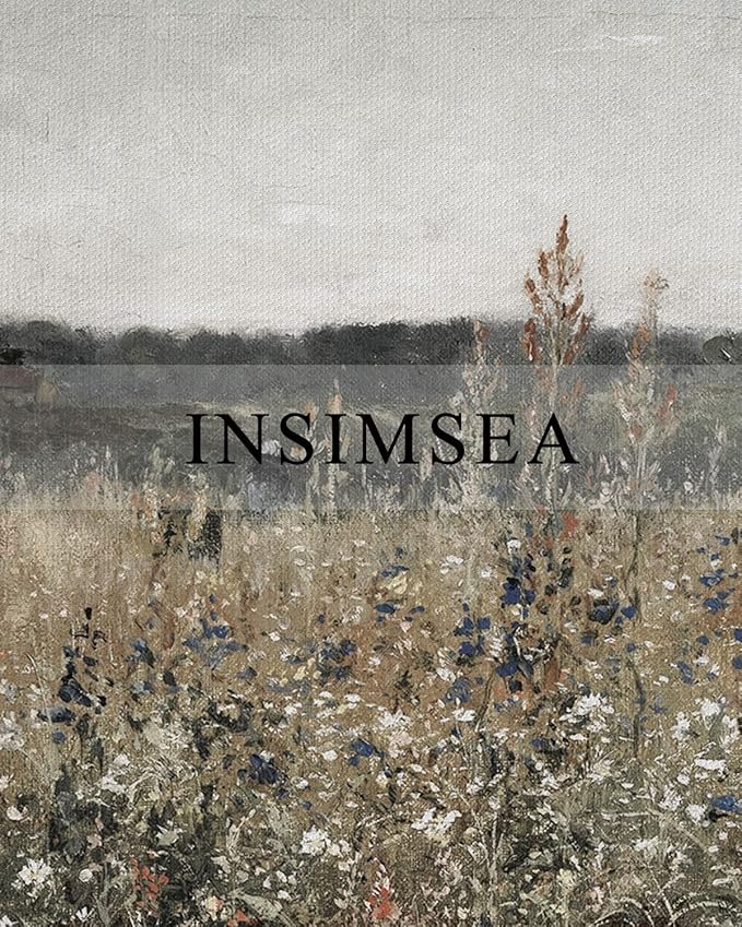InSimSea Framed Canvas Wall Art Vintage Decor, Wildflower Field Vintage Wall Art Canvas Prints, Modern Farmhouse Bathroom Home Wall Decor, 16"x24"