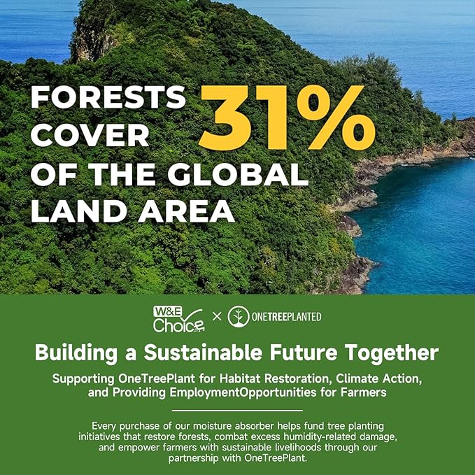 W&E Choice Moisture Absorbers, Portable Humidity Absorber Boxes for Your Bathroom, Closet & Car, Dehumidifier with Fragrance Free, 6 Pack