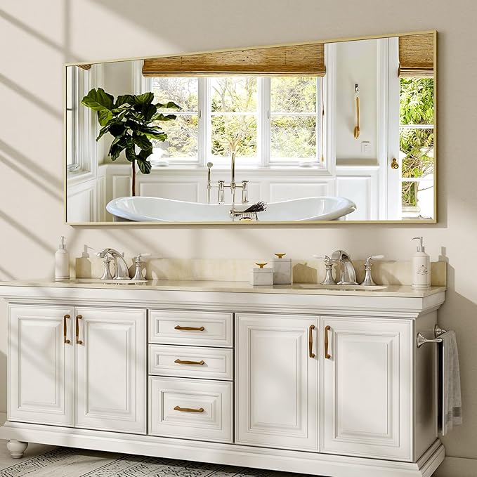 HARRITPURE 68" x 24" Full Length Mirror - Rectangle Aluminun Alloy Frame Floor Mirrors for Entryway/Cloakroom/Bedroom Standing/Hanging,Gold