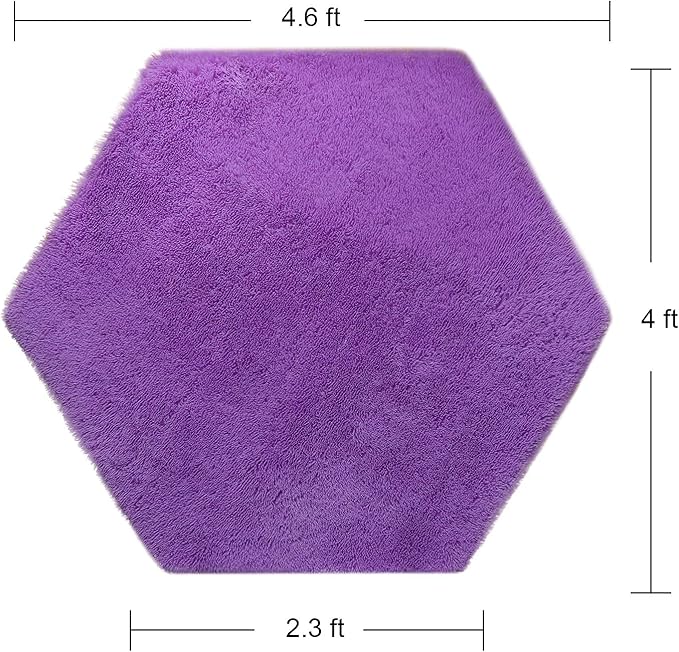 junovo Ultra Soft Rug for Nursery Children Room Baby Room Home Decor Dormitory Hexagon Carpet for Playhouse Princess Tent Kids Play Castle, Diameter 4.6 ft, Purple