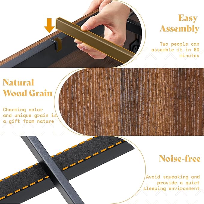 AMERLIFE King Size Farmhouse Bed Frame with 4 Drawers, Wooden Storage Bed Frame with Headboard and Heavy Duty Metal Slats, Noisy Free, Easy Assemble, Rusric Brown