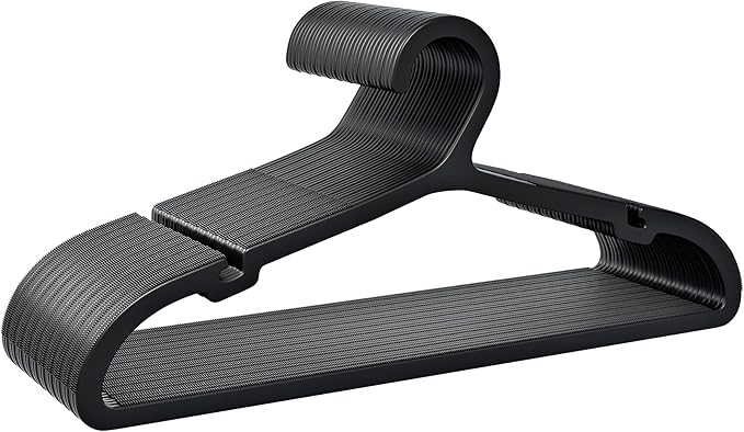 30 Pack Clothes Hangers, Non Slip Plastic Coat Hangers, Space Saving Hangers, Heavy Duty, Hanging Dry Wet Clothes, 16.4" x 8.3", Black, UAPY0530B