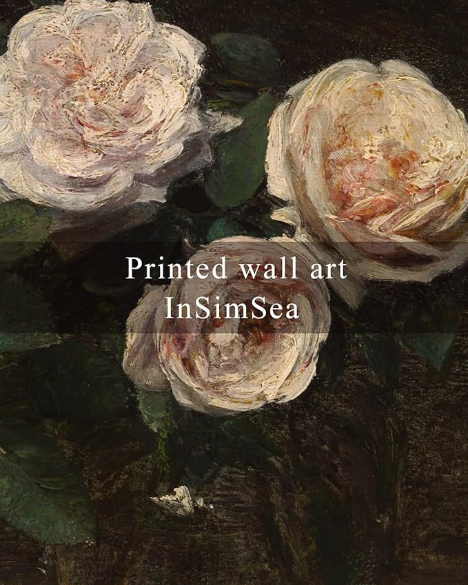 InSimSea Framed Wall Art for Living Room Large Canvas Wall ArtRoses in Glass Vase Vintage Flower Prints Classical Oil Painting Colorful Multicolor Farmhouse Wall Decor for Bedroom Office16x24in