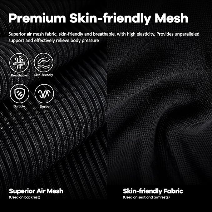 Office Chair,Ergonomic Desk Chair with Adjustable Lumbar Support, Mesh High Back Computer Chair with Flip-up Armrests,Rocking Tilt Rolling Swivel Executive Chair for Home Office Black